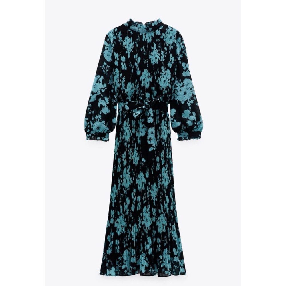 SALE Zara Black and Blue Floral Maxi Dress